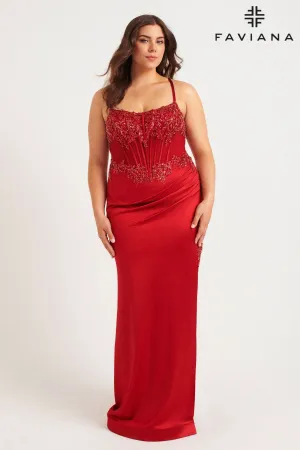 Faviana 9592 Long Plus Size Formal Corset Prom Dress