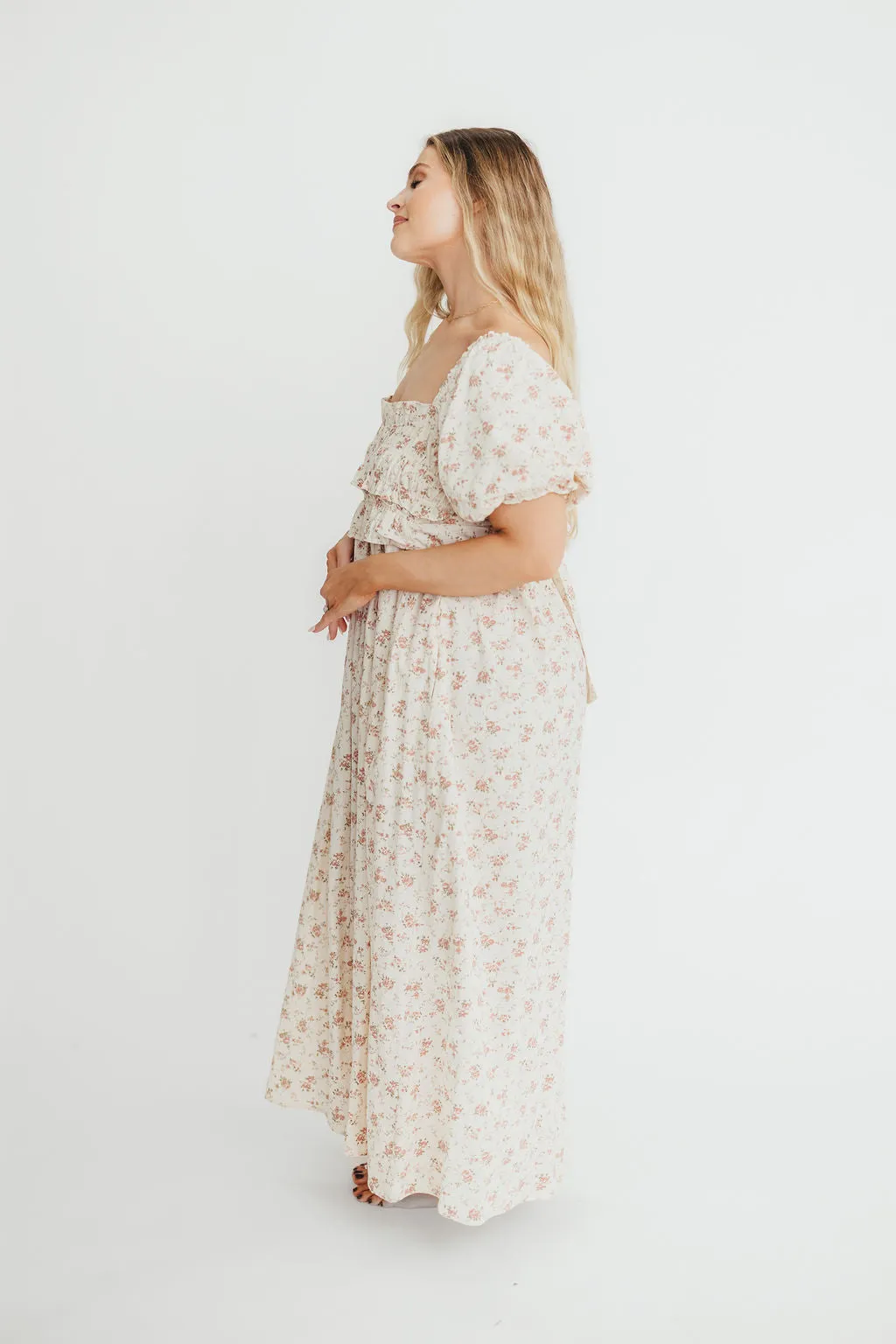 Finley 100% Cotton Peplum Midi Dress in Petal Pink - Bump & Nursing Friendly