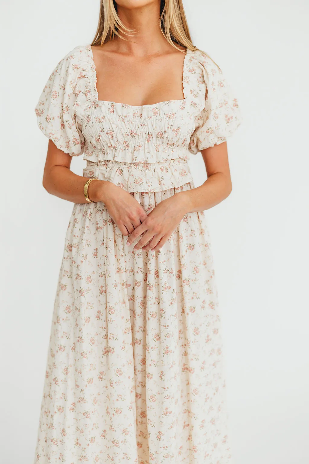 Finley 100% Cotton Peplum Midi Dress in Petal Pink - Bump & Nursing Friendly