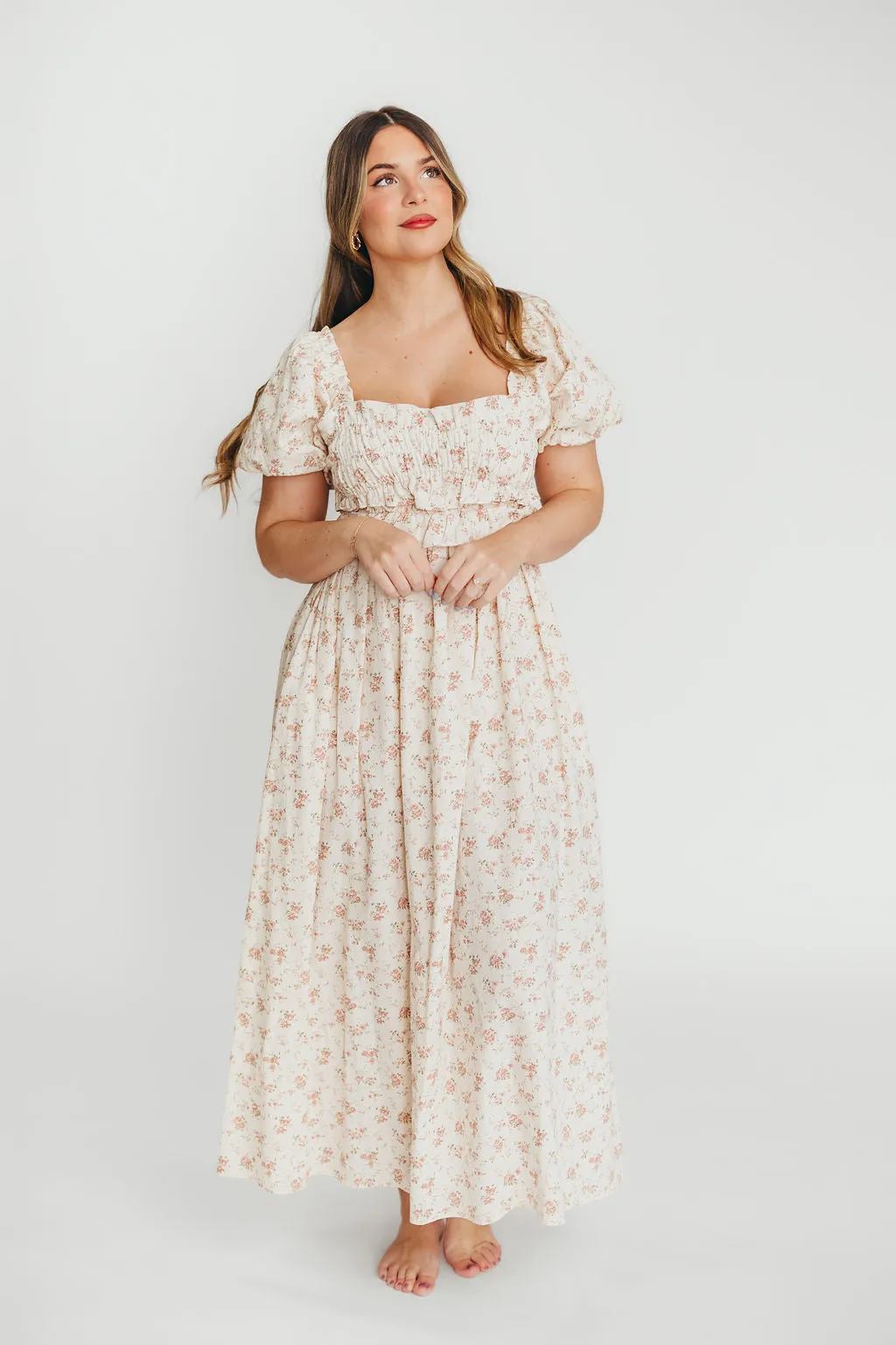 Finley 100% Cotton Peplum Midi Dress in Petal Pink - Bump & Nursing Friendly