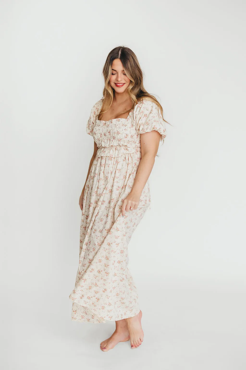 Finley 100% Cotton Peplum Midi Dress in Petal Pink - Bump & Nursing Friendly