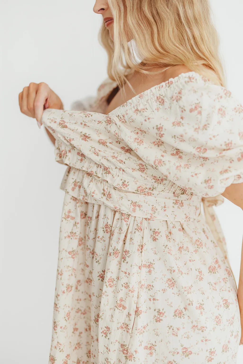 Finley 100% Cotton Peplum Midi Dress in Petal Pink - Bump & Nursing Friendly
