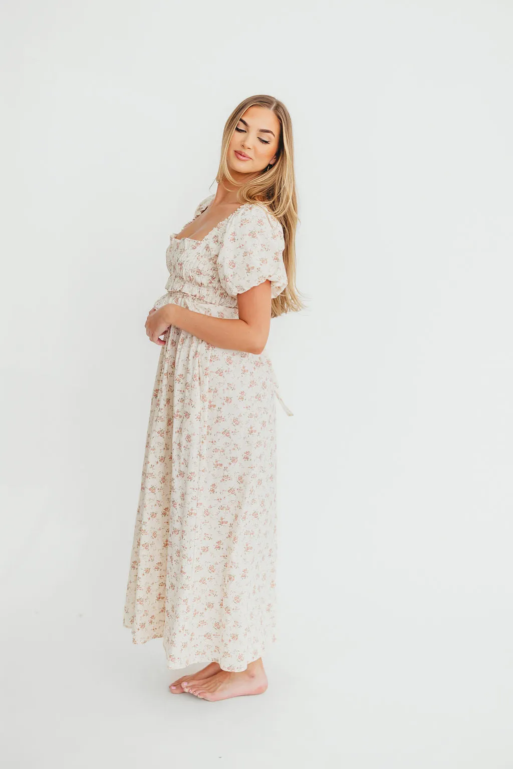 Finley 100% Cotton Peplum Midi Dress in Petal Pink - Bump & Nursing Friendly