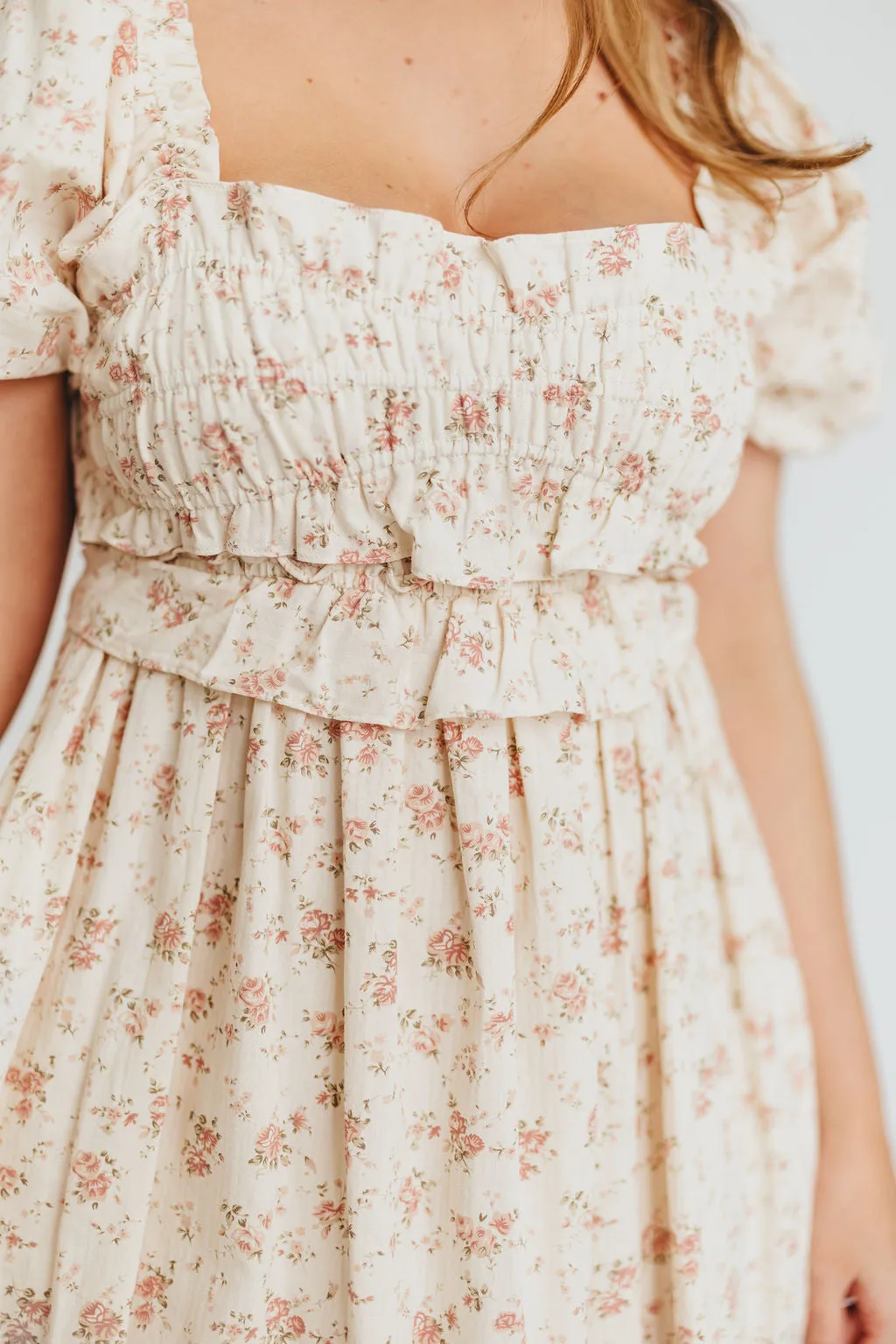 Finley 100% Cotton Peplum Midi Dress in Petal Pink - Bump & Nursing Friendly