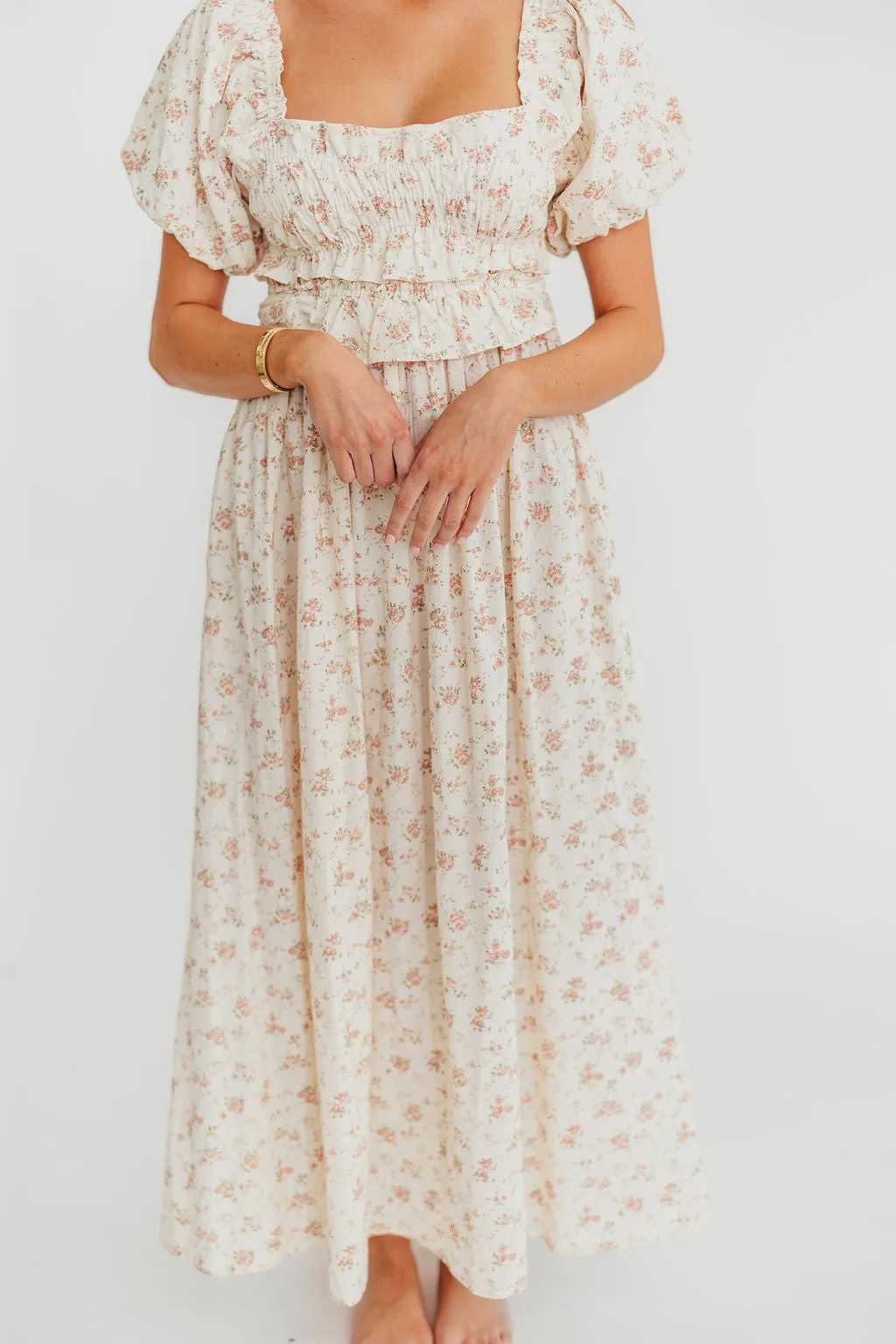 Finley 100% Cotton Peplum Midi Dress in Petal Pink - Bump & Nursing Friendly
