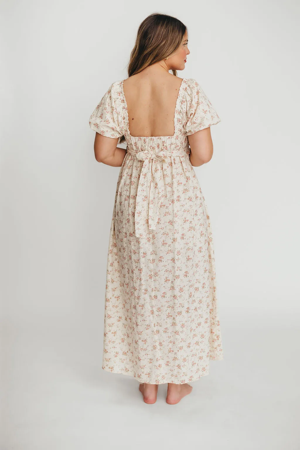 Finley 100% Cotton Peplum Midi Dress in Petal Pink - Bump & Nursing Friendly