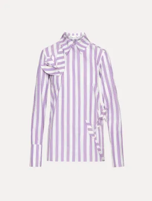 Floral Cutout Striped Blouse