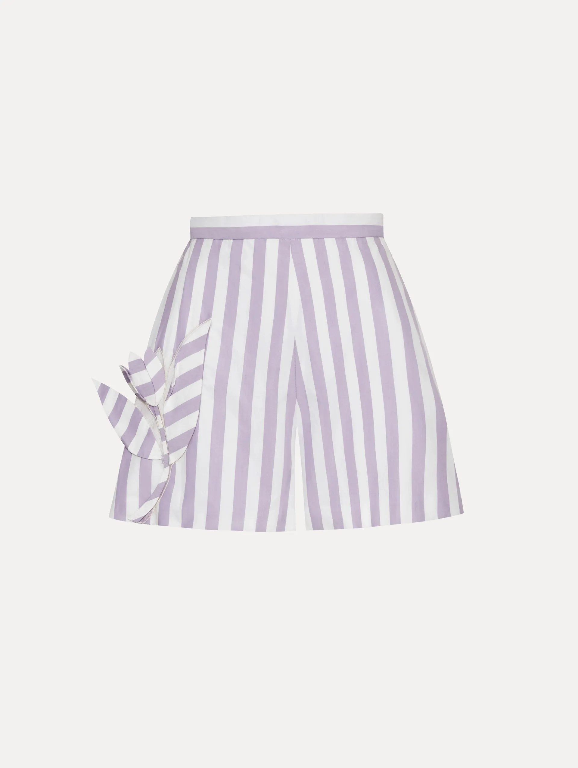 Floral Cutout Striped Shorts