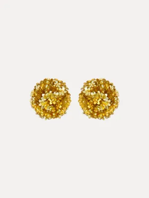Flower Pompom Clip-On Earrings