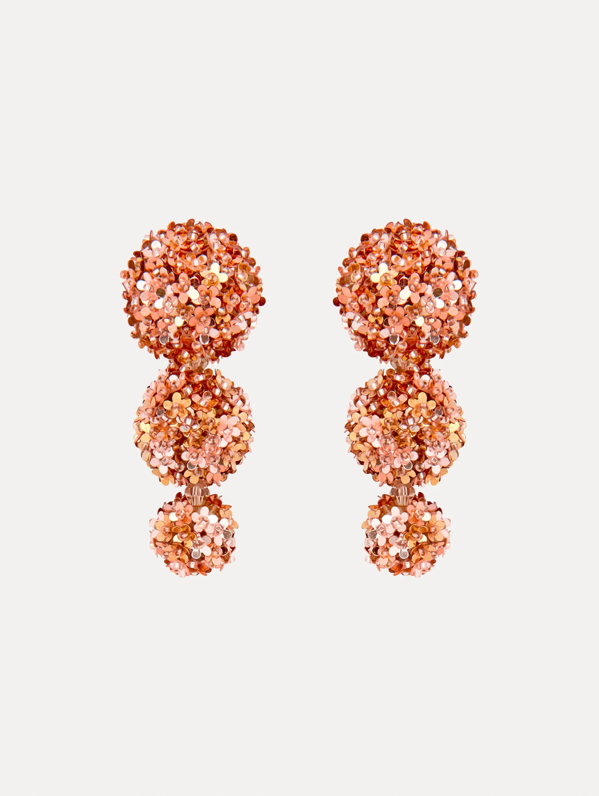 Flower Pompom Drop Clip-On Earrings