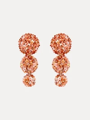 Flower Pompom Drop Clip-On Earrings