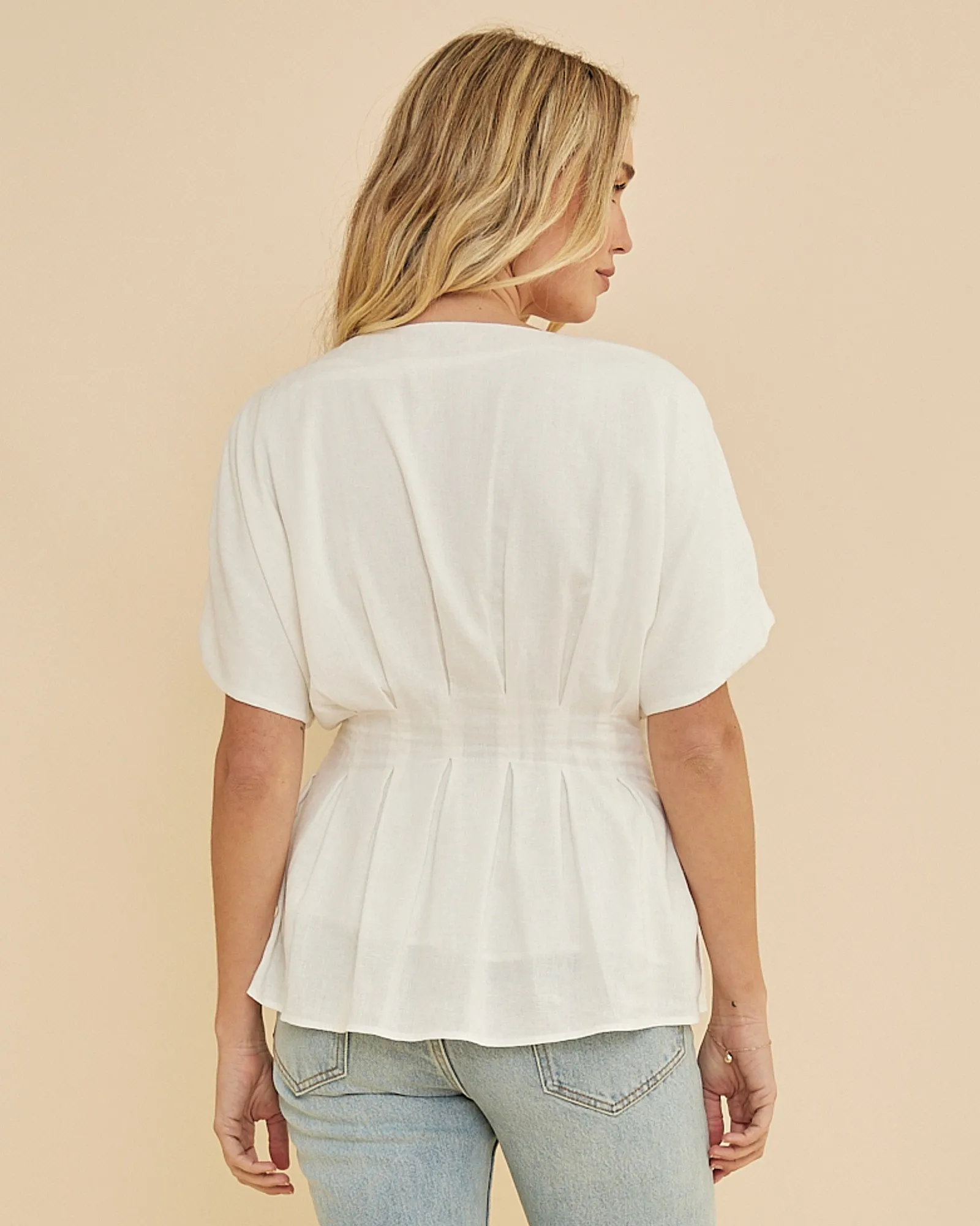 Francesca Pleated Top - White