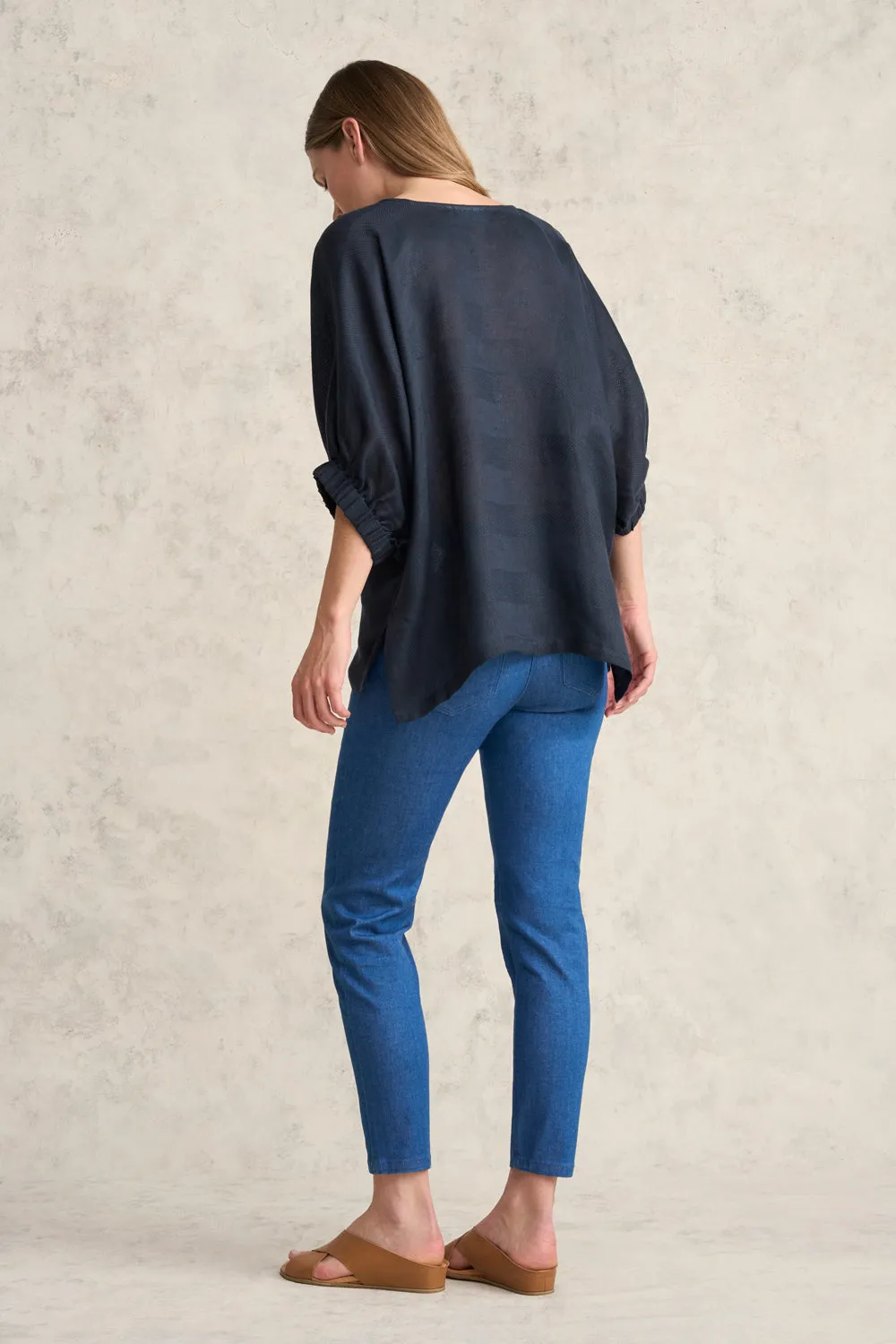 French Linen Stripe Tunic - Ink