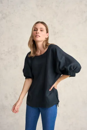 French Linen Stripe Tunic - Ink
