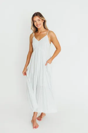 Genesis Stripe Midi Dress in White/Blue