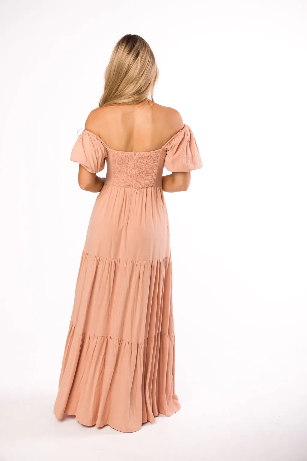 Genevieve Tiered Maxi Dress in Peach Clay