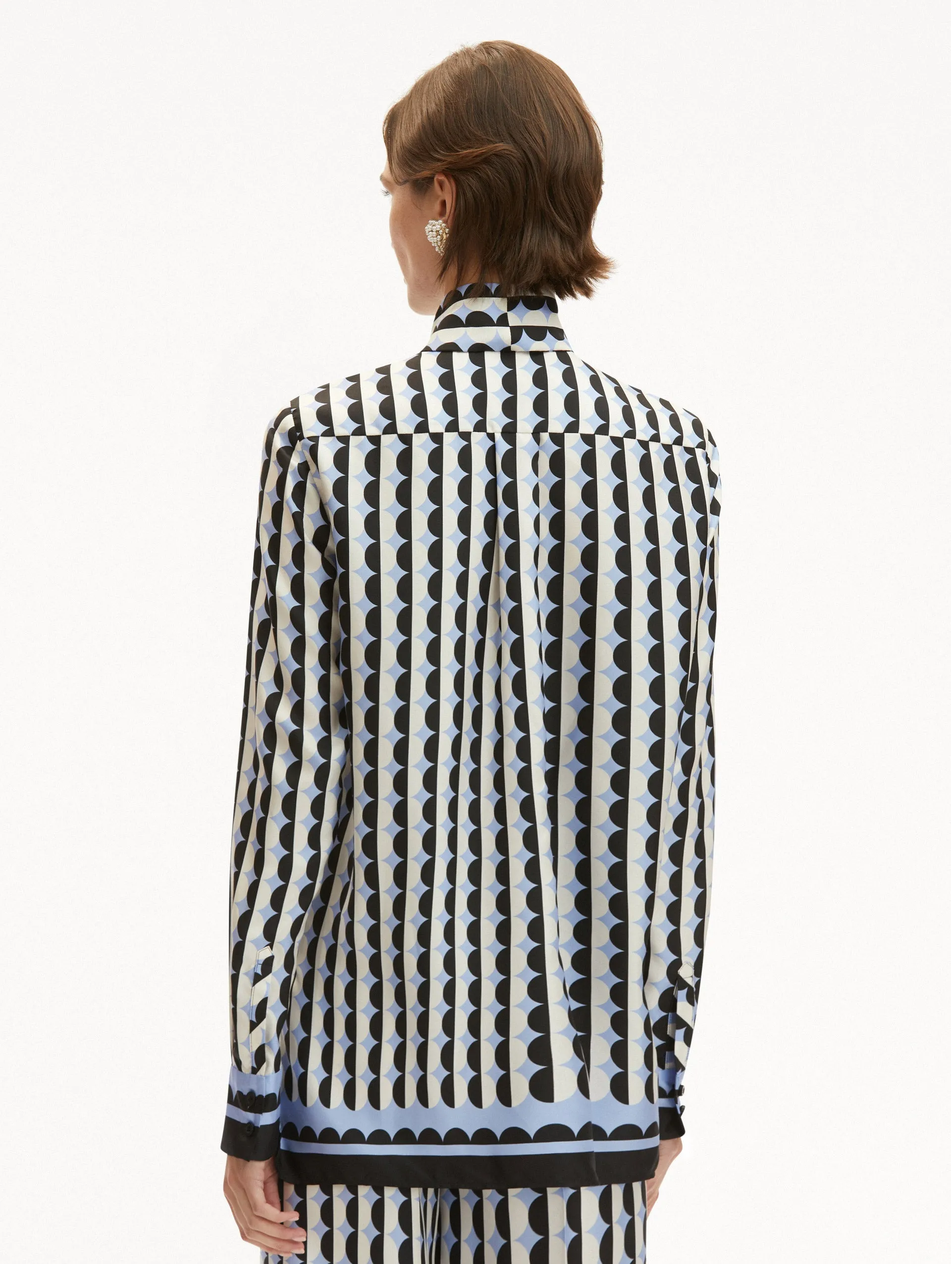 Geometric Circle Silk Twill Blouse