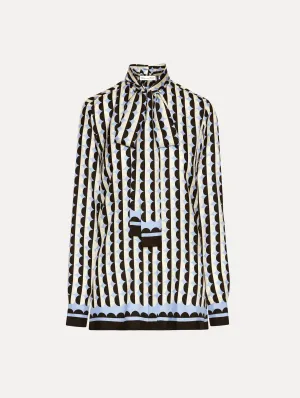 Geometric Circle Silk Twill Blouse