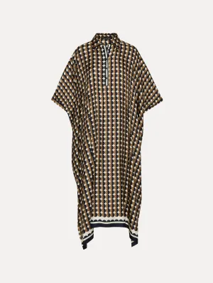 Geometric Circle Silk Twill Caftan