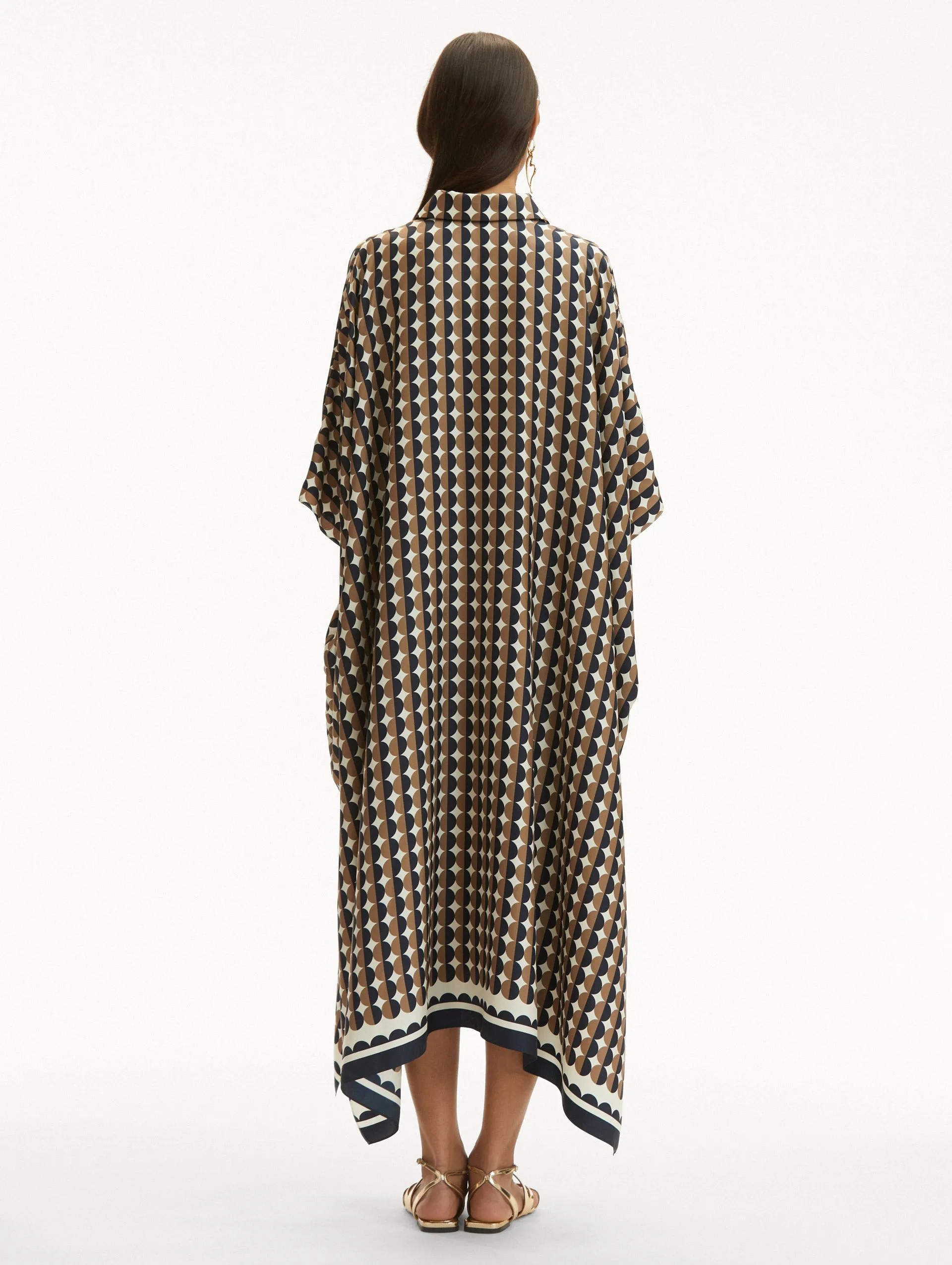 Geometric Circle Silk Twill Caftan