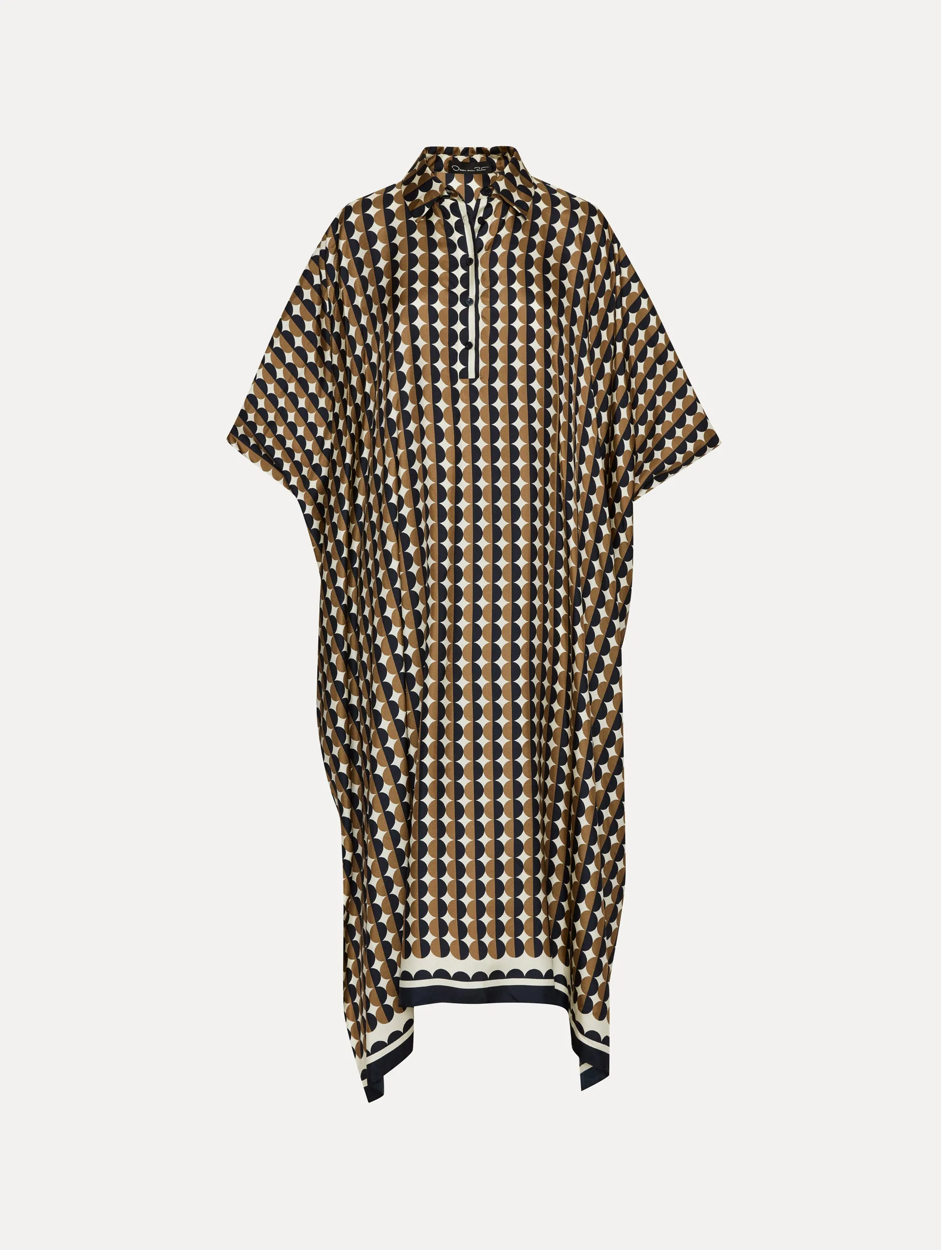 Geometric Circle Silk Twill Caftan
