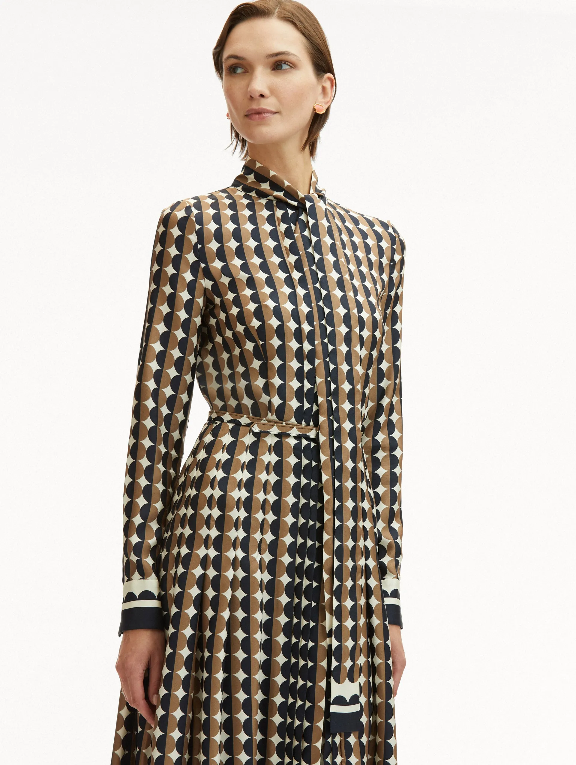 Geometric Circle Silk Twill Dress