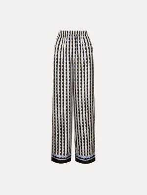 Geometric Circle Silk Twill Pants