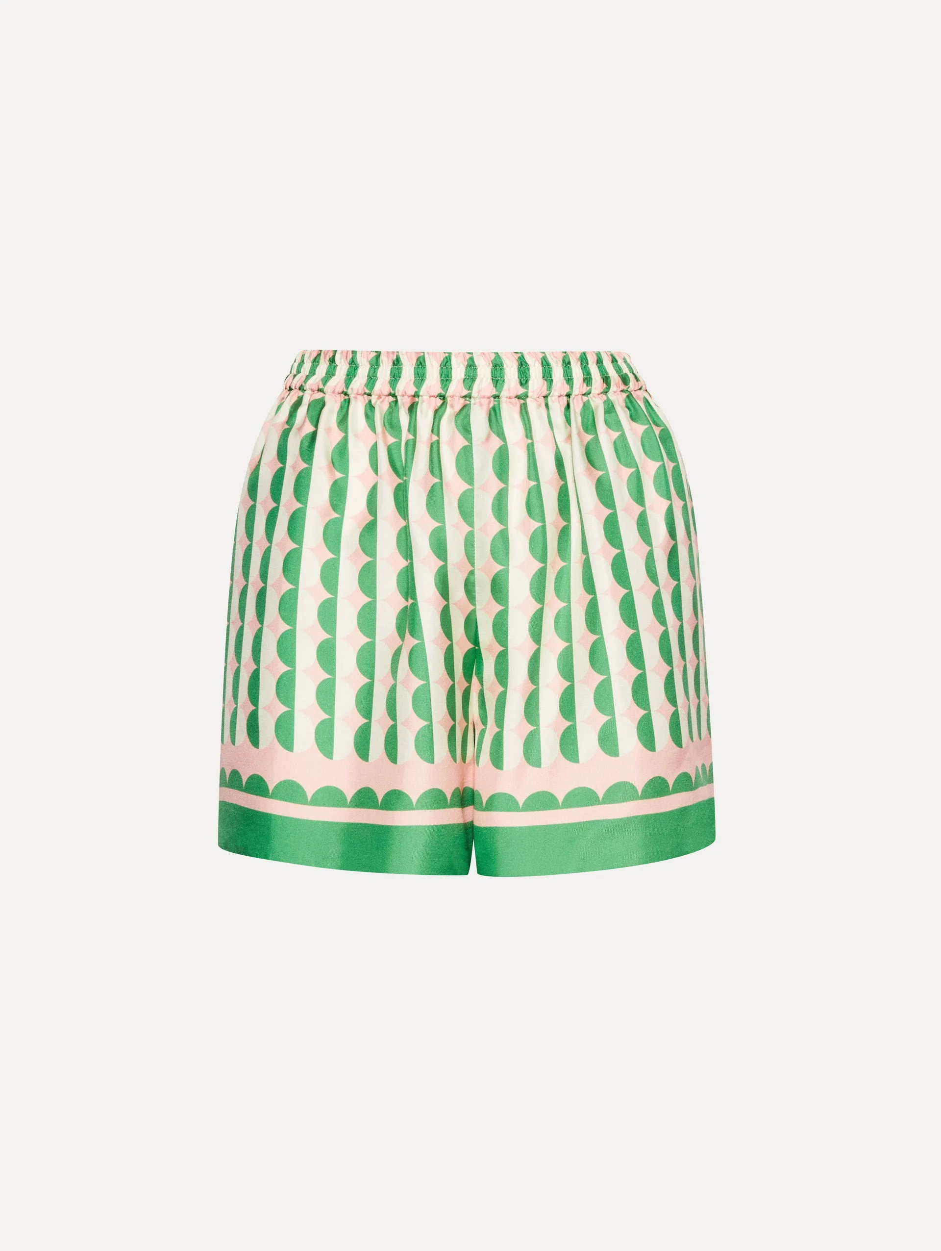 Geometric Circle Silk Twill Shorts