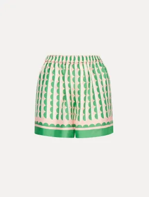 Geometric Circle Silk Twill Shorts