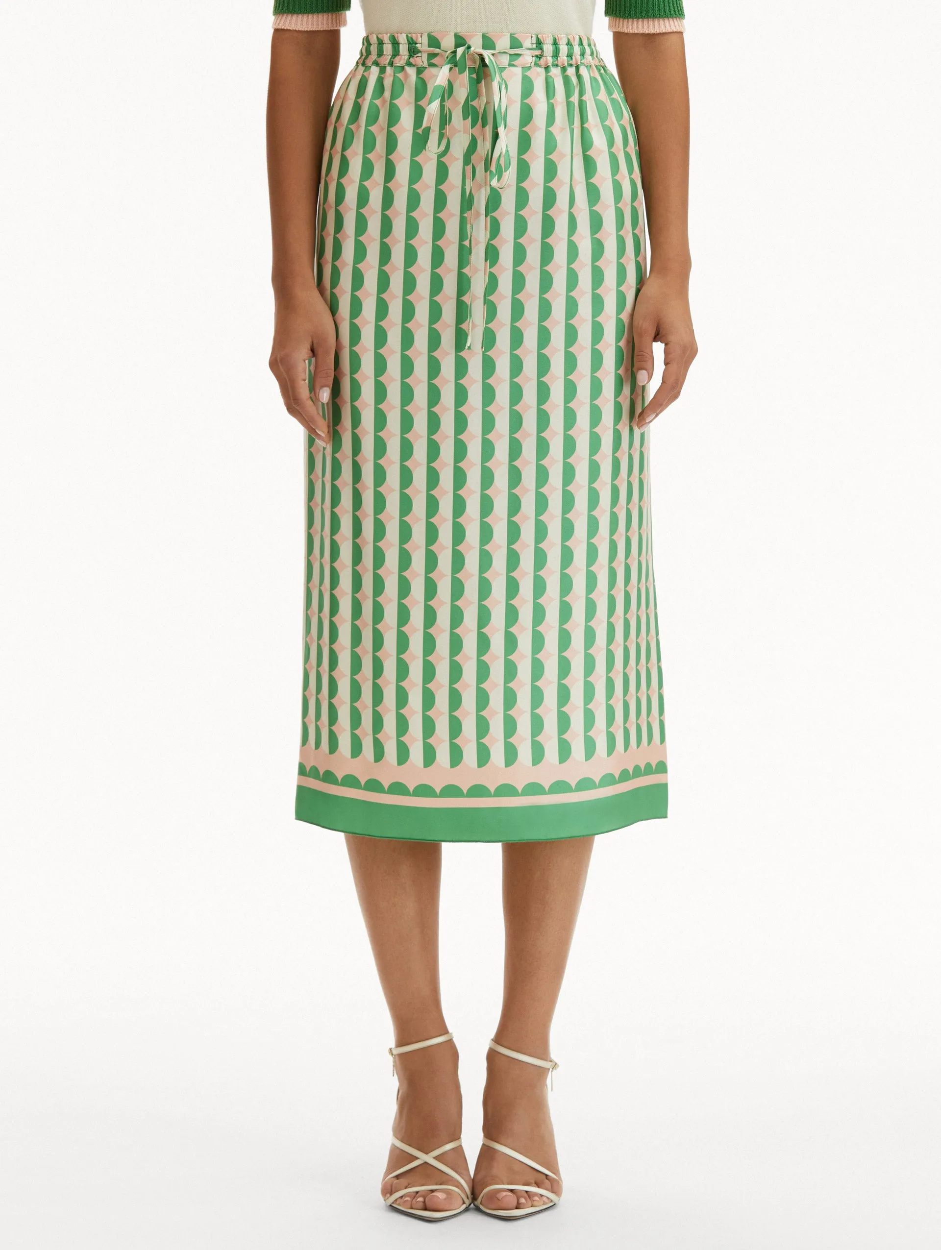 Geometric Circle Silk Twill Skirt