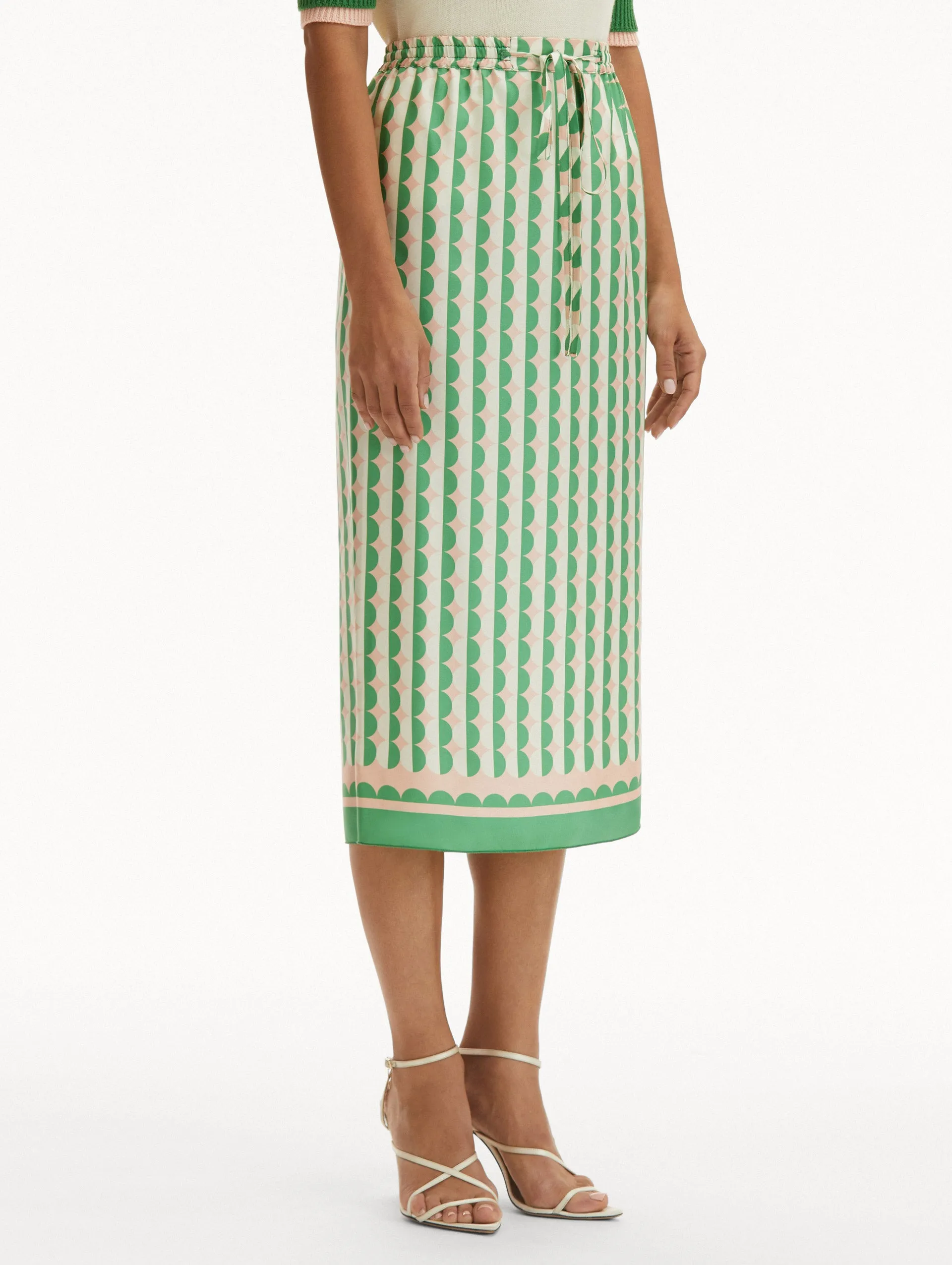 Geometric Circle Silk Twill Skirt