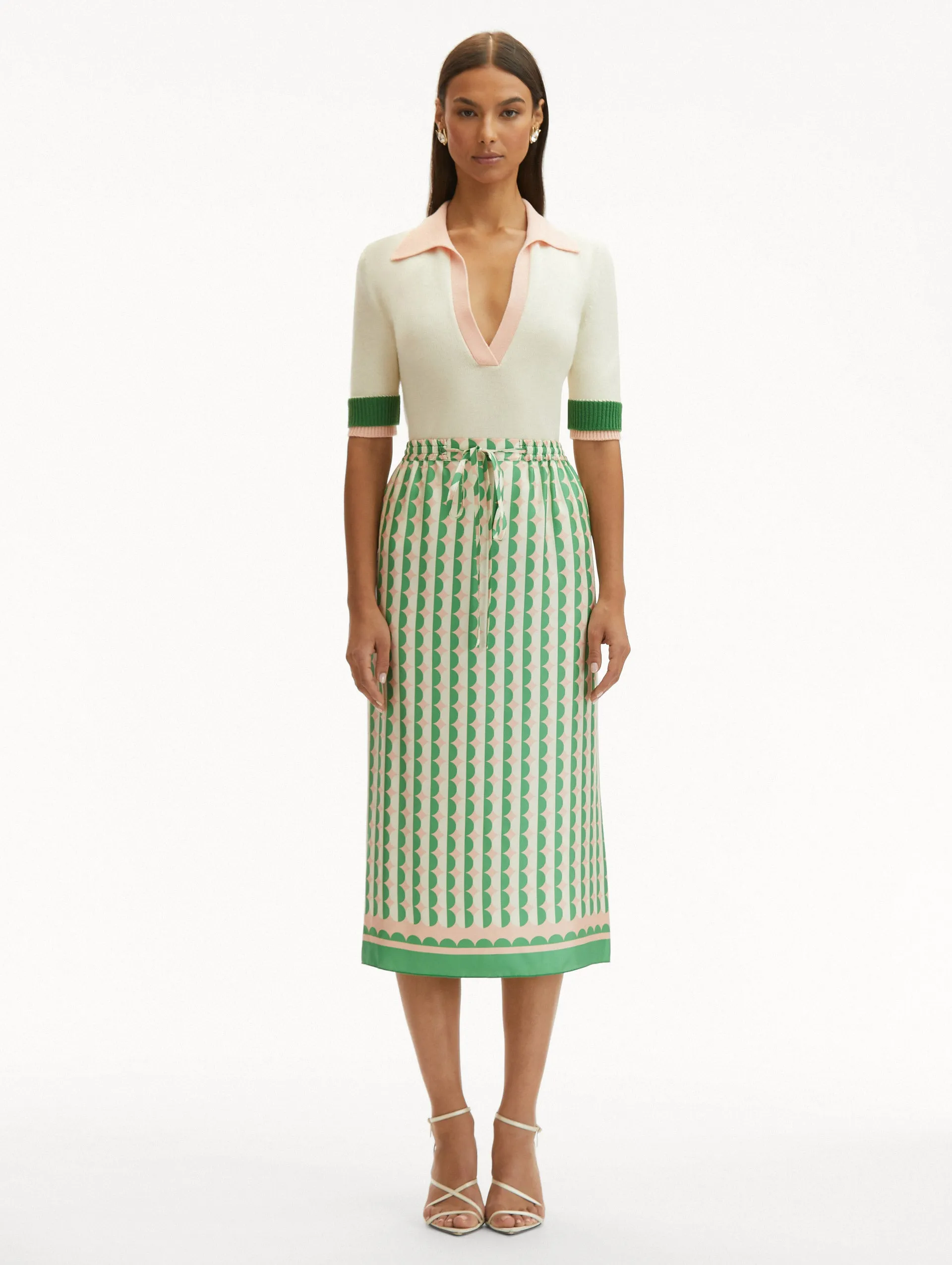 Geometric Circle Silk Twill Skirt
