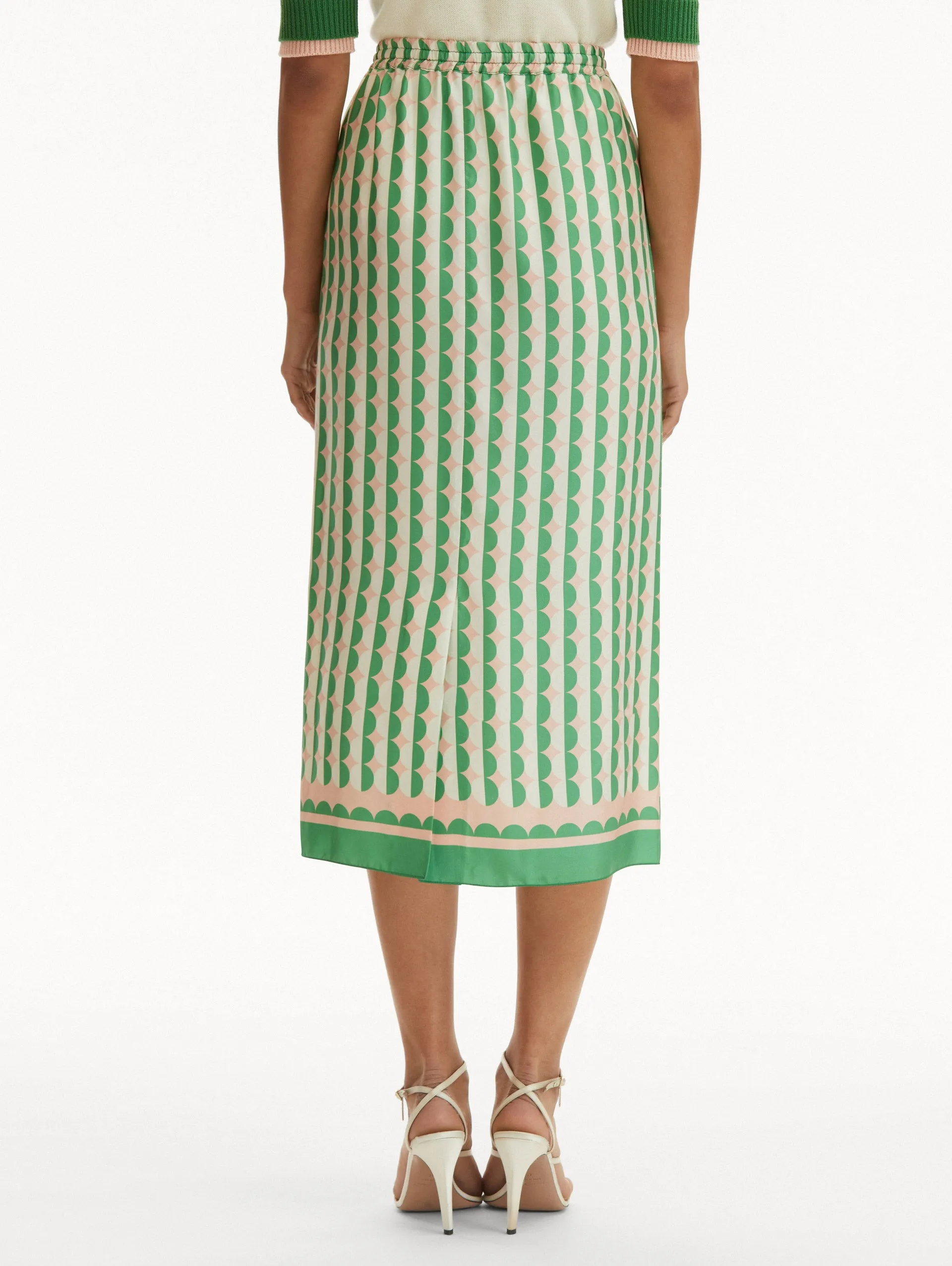 Geometric Circle Silk Twill Skirt