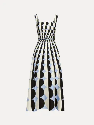 Geometric Circle Silk Twill Sleeveless Dress