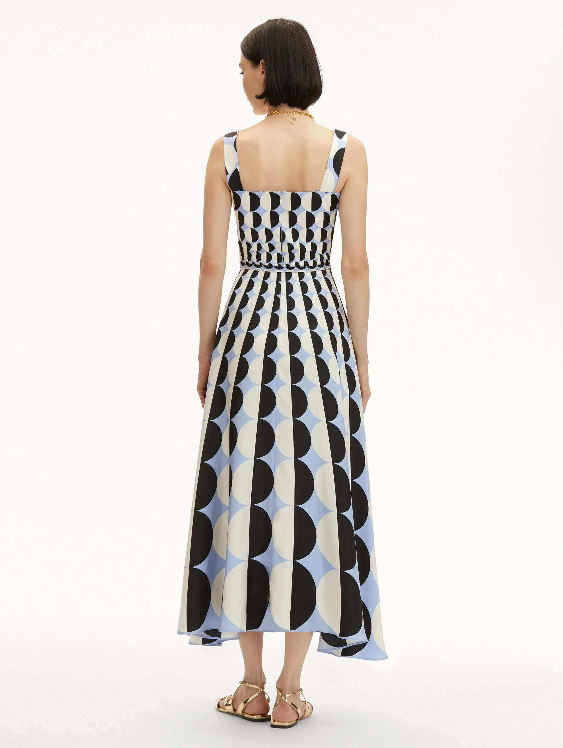 Geometric Circle Silk Twill Sleeveless Dress