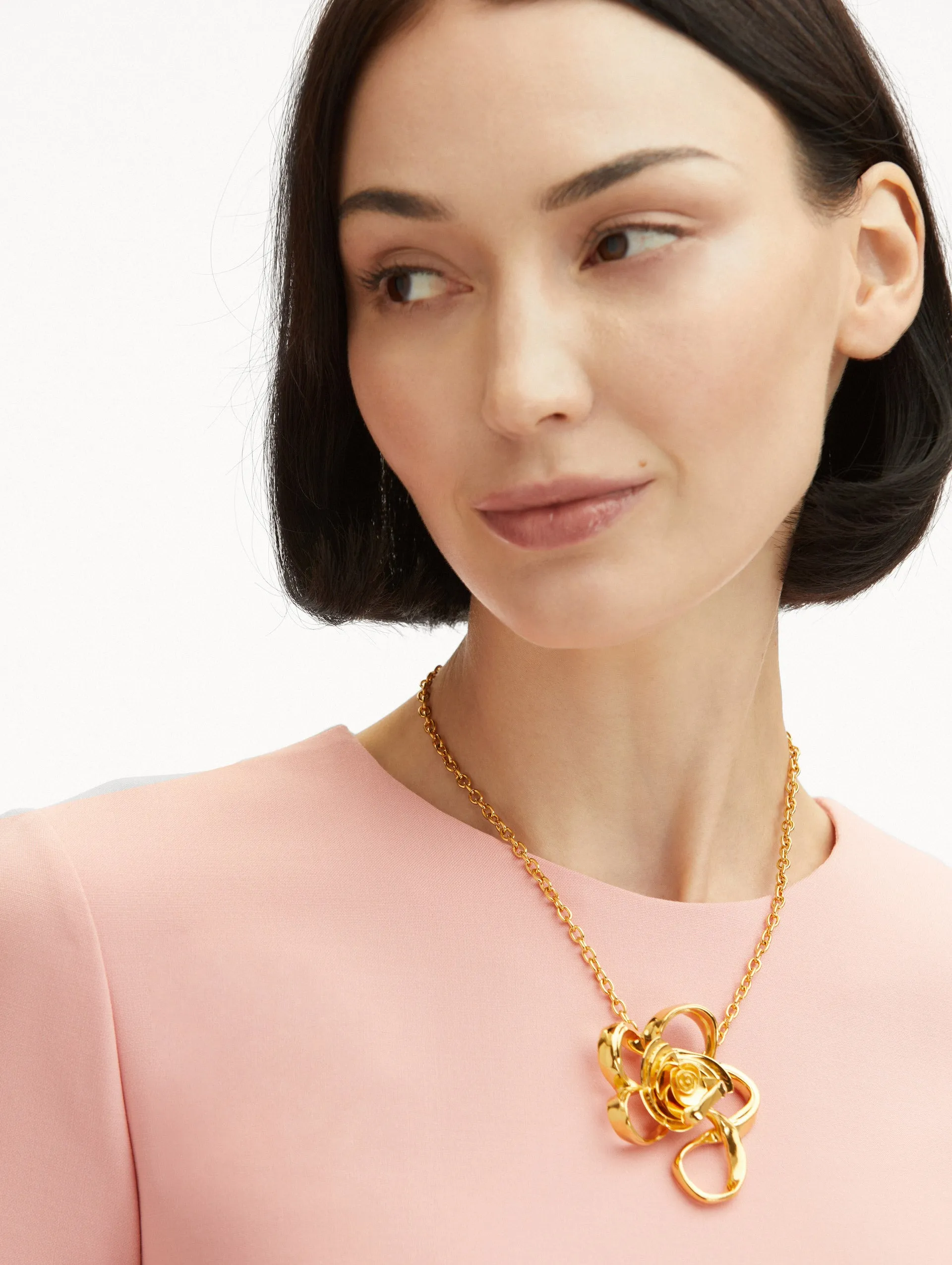 Geometric Rose Pendant Necklace