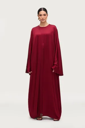 Ghada Satin Open Abaya & Dress Set - Karaz
