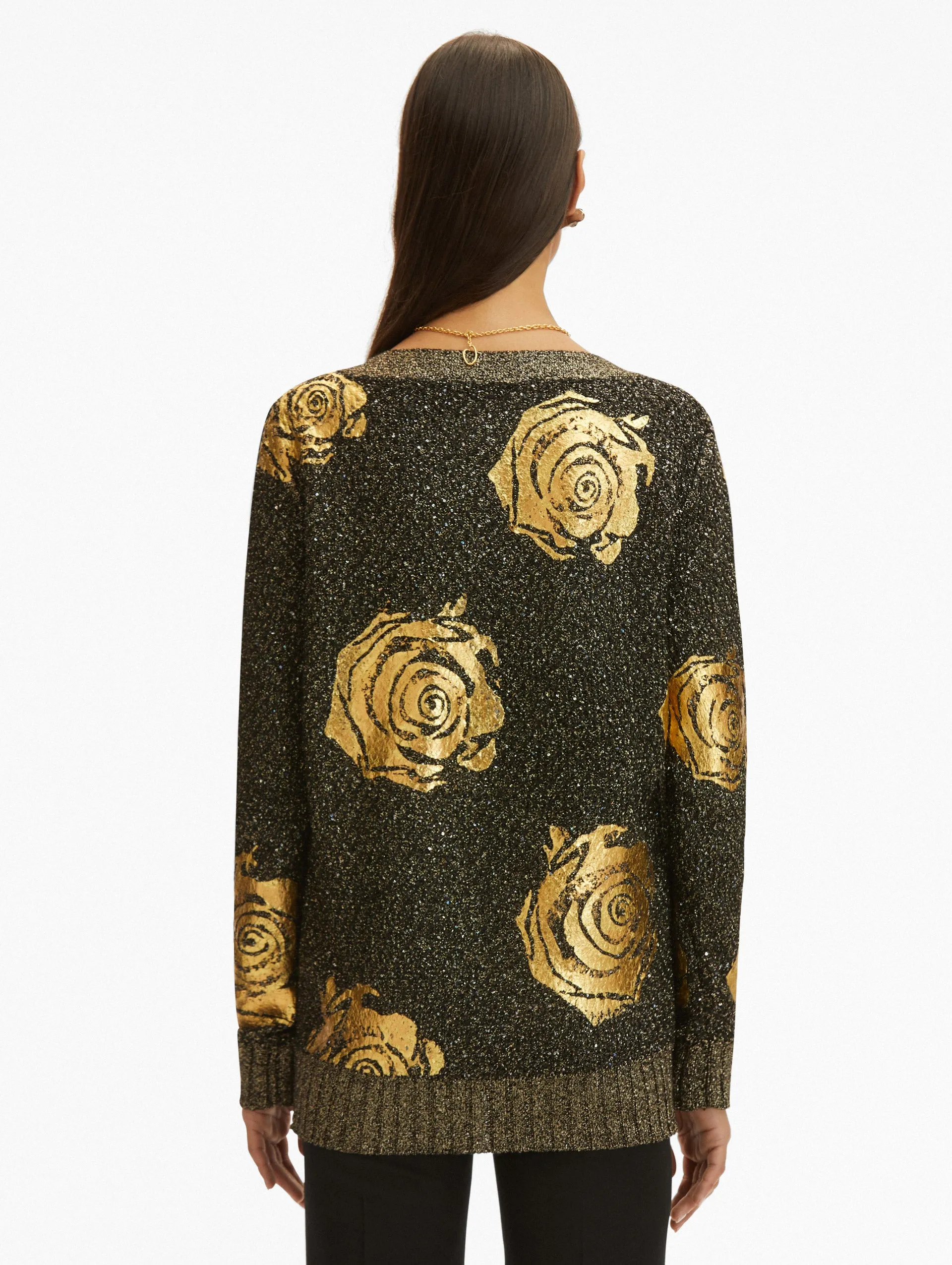 Gold Foil English Rose Cardigan