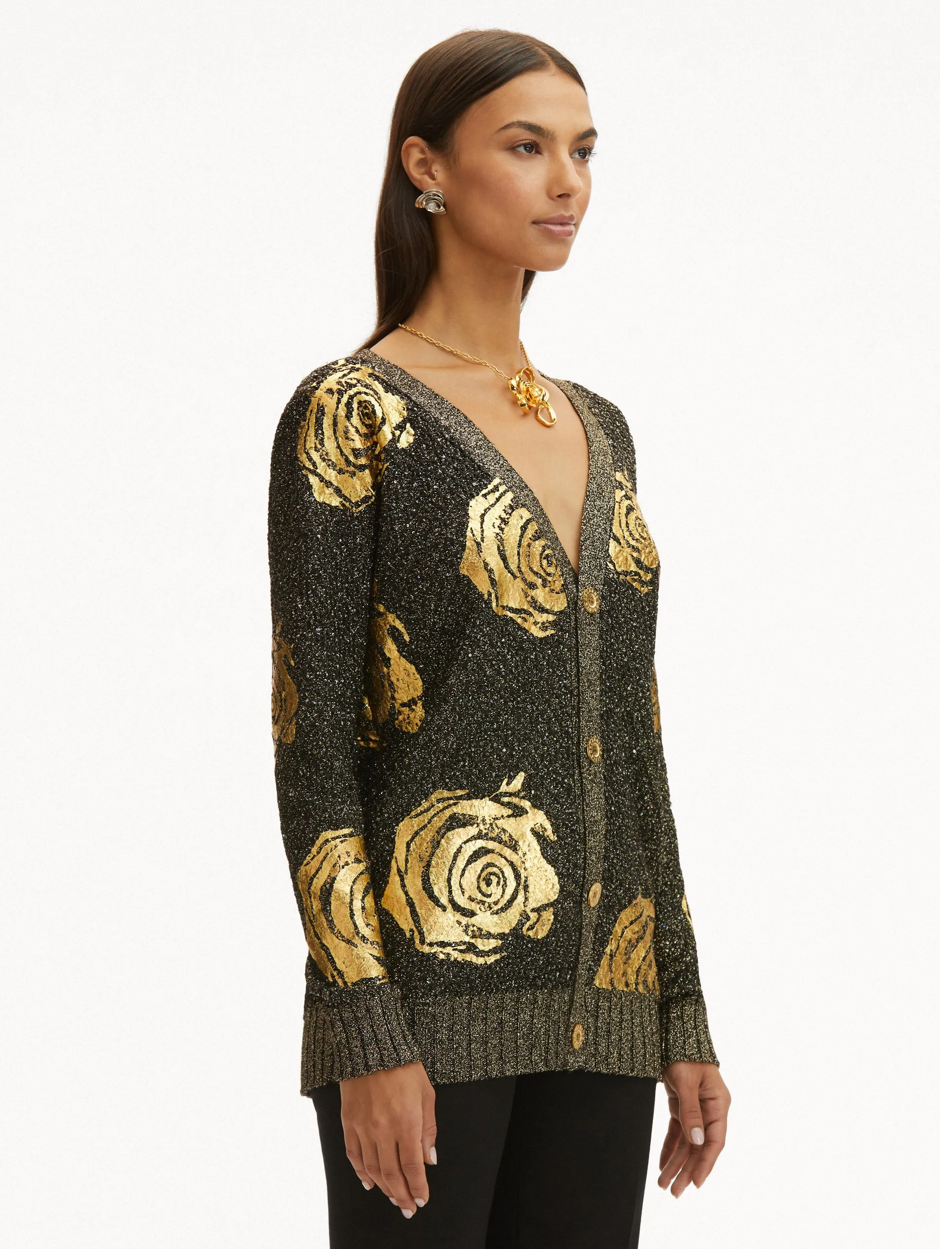 Gold Foil English Rose Cardigan