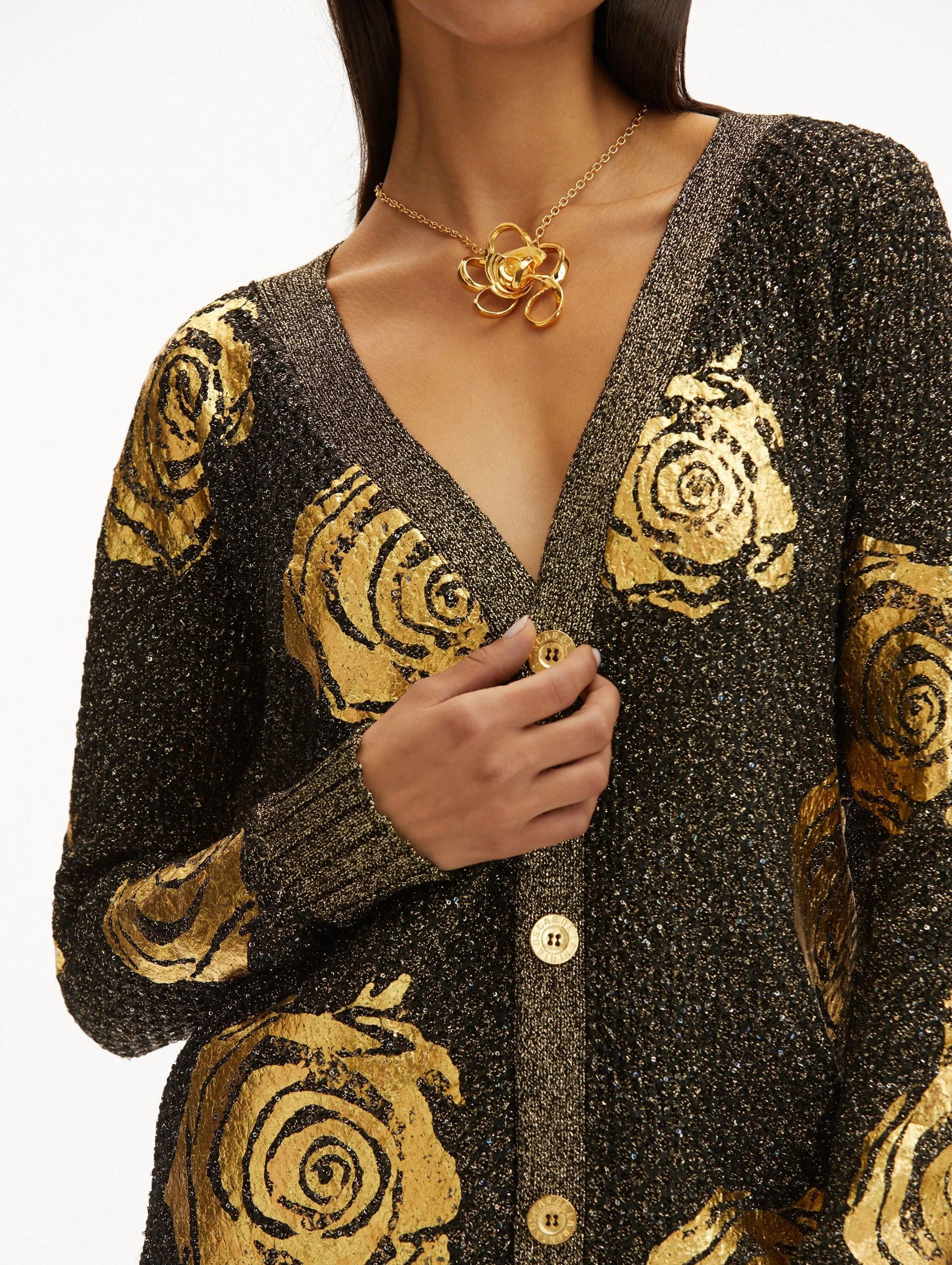 Gold Foil English Rose Cardigan