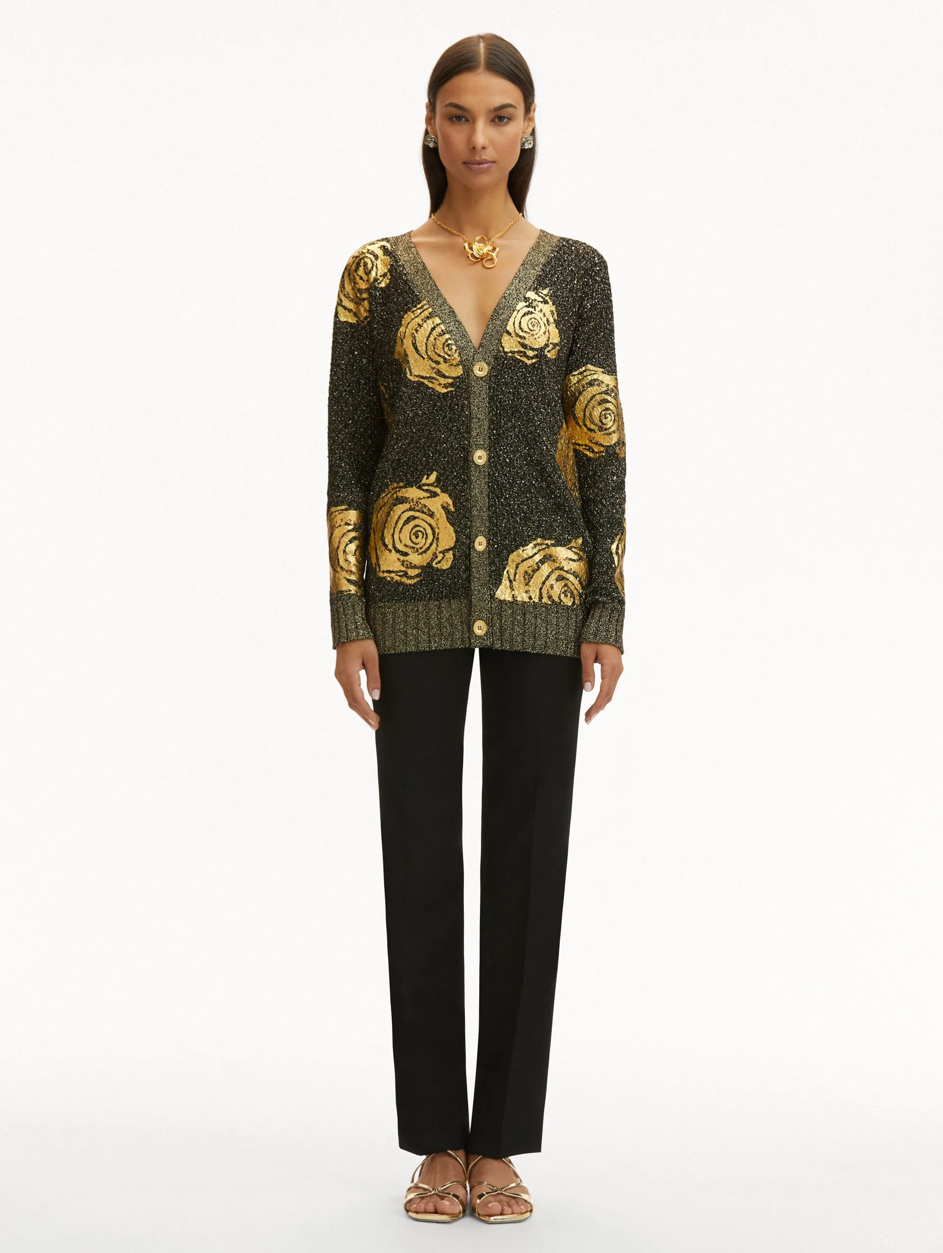 Gold Foil English Rose Cardigan