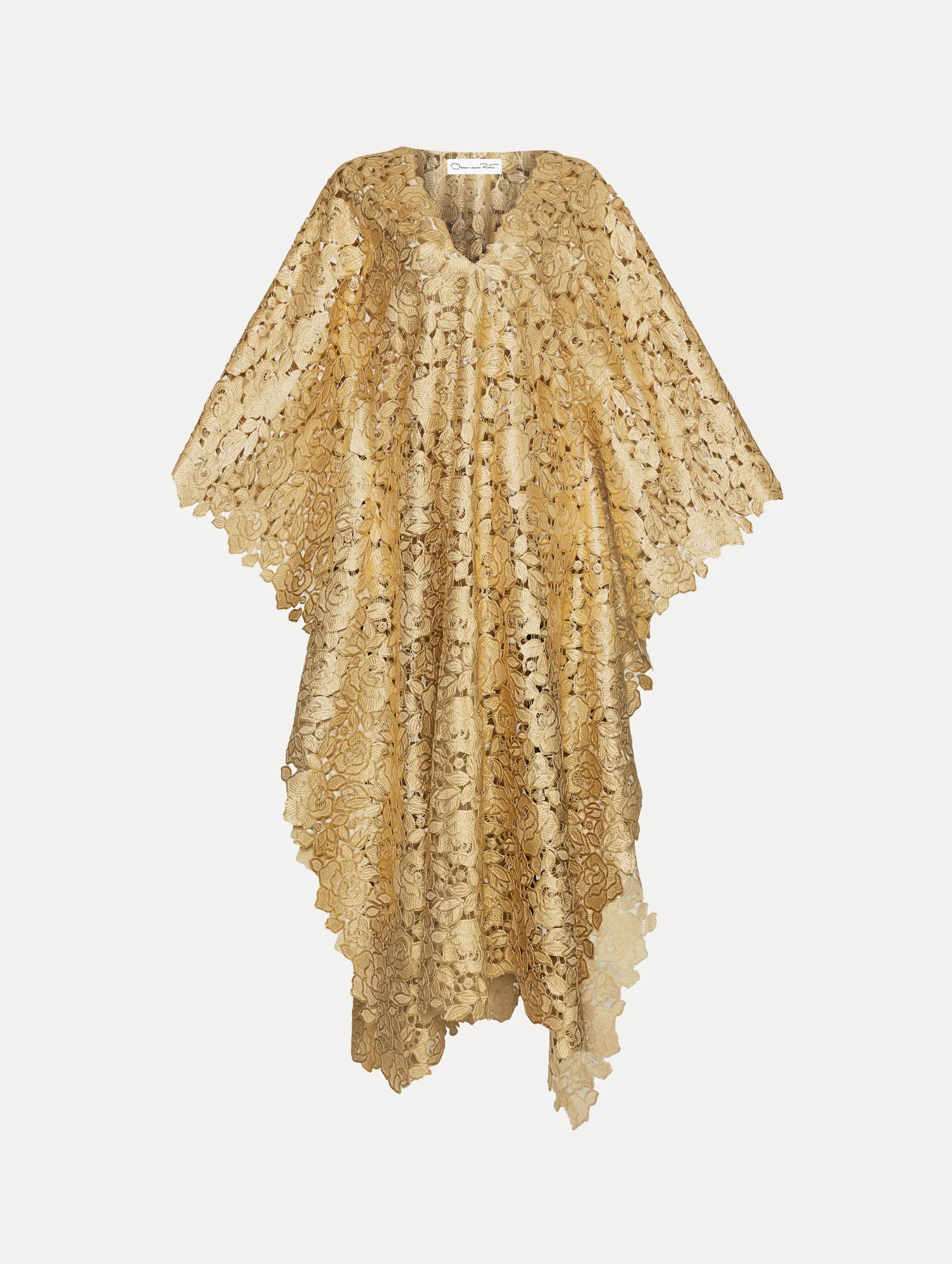 Gold Foil Rose Guipure Caftan