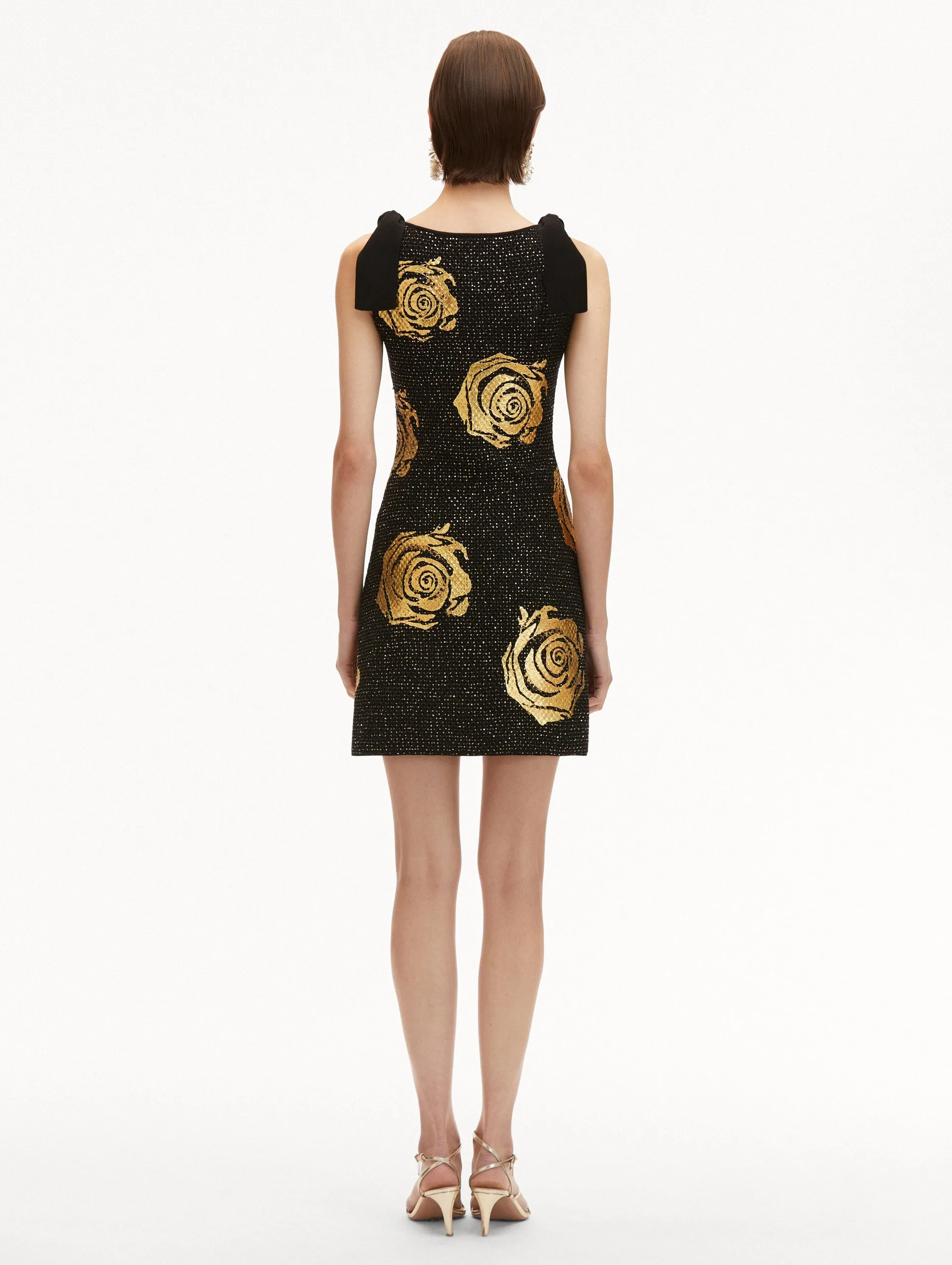 Gold Foil Rose Knit Dress