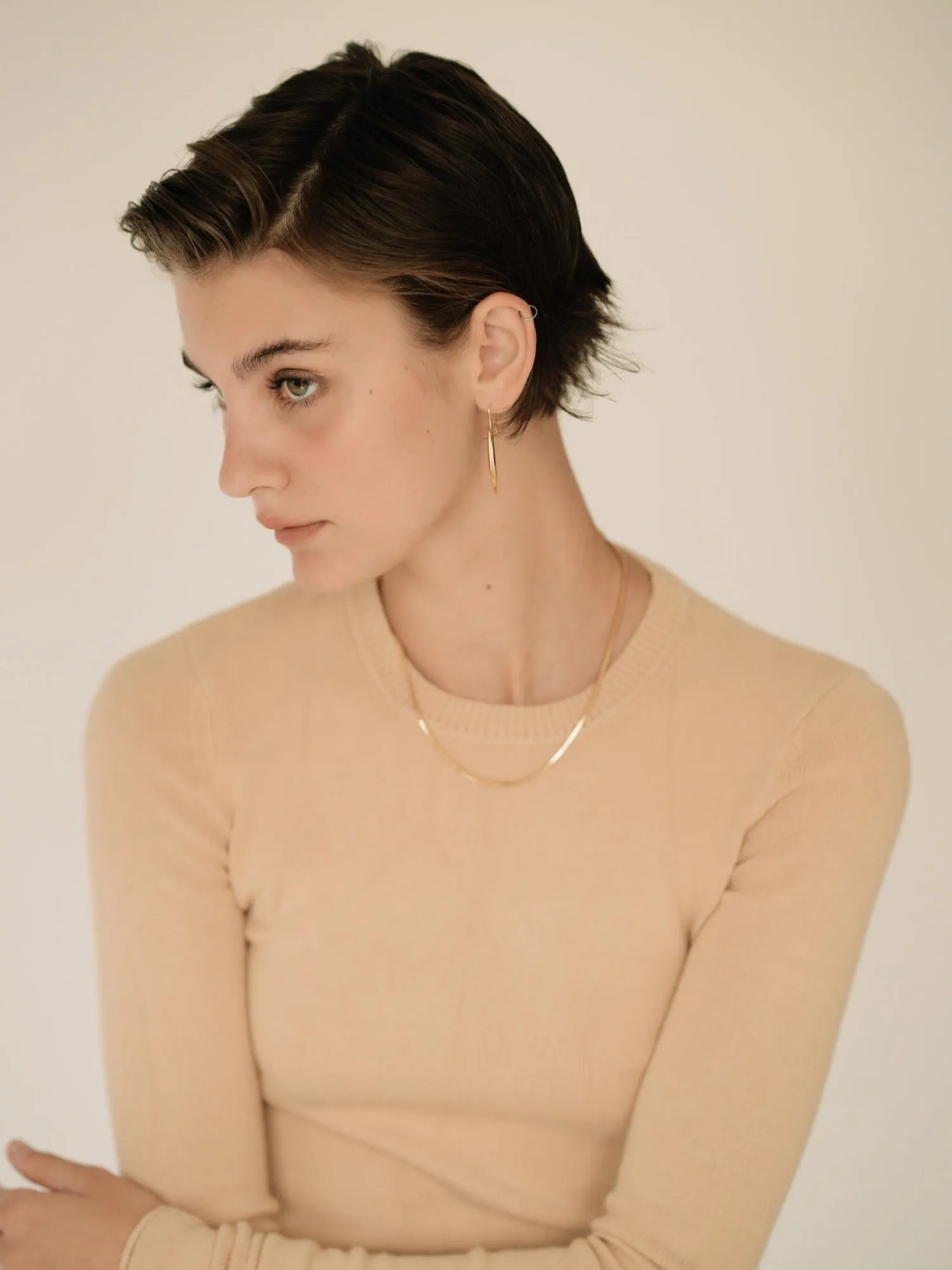 Gold Herringbone Chain Necklace