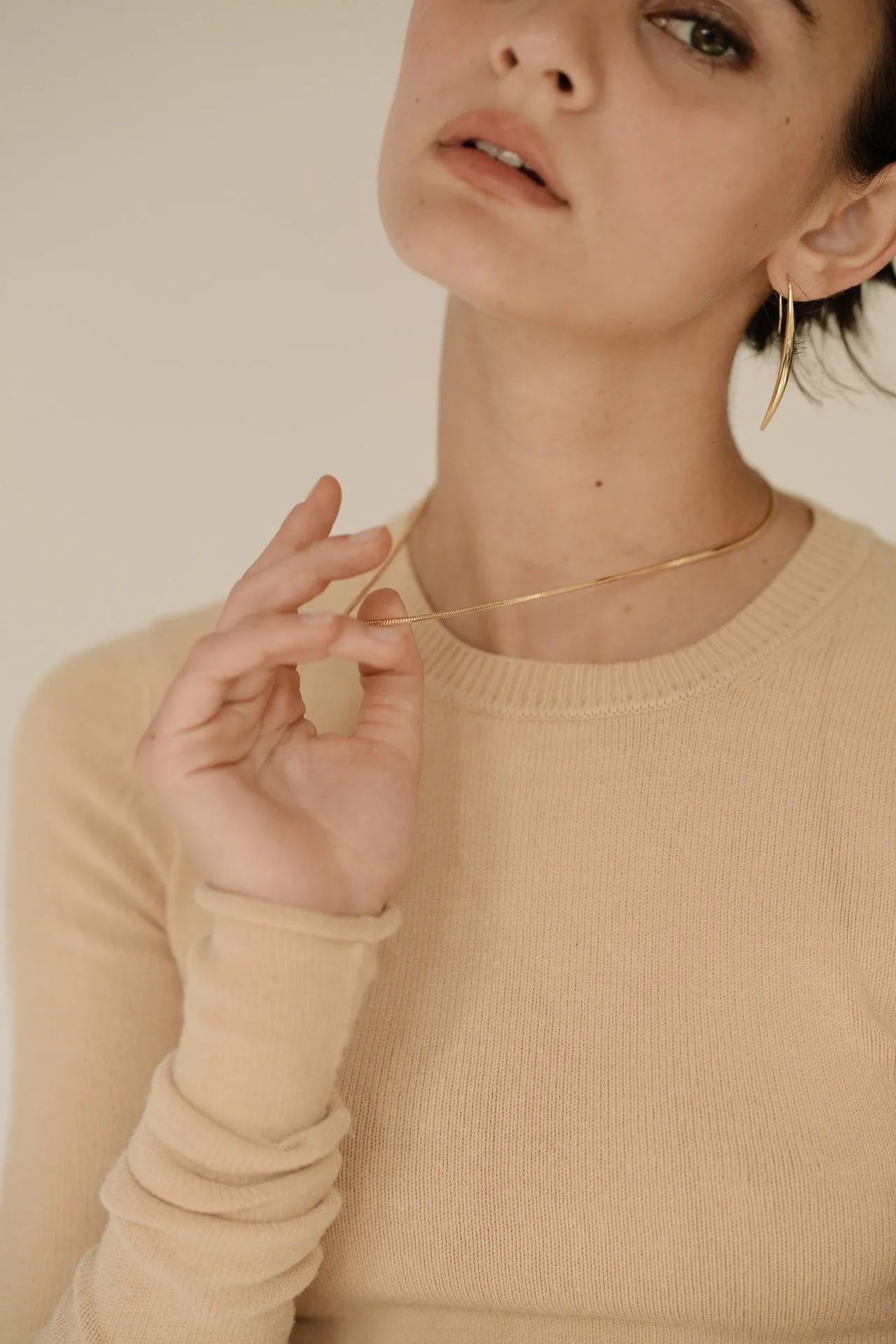 Gold Herringbone Chain Necklace