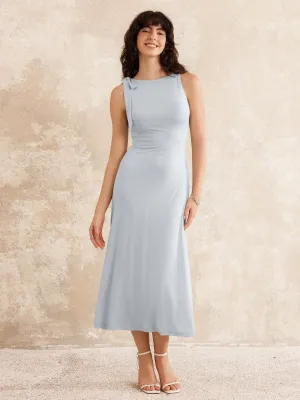 Golden Hour Tencel Silky Adjustable Bow-tie Midi Dress