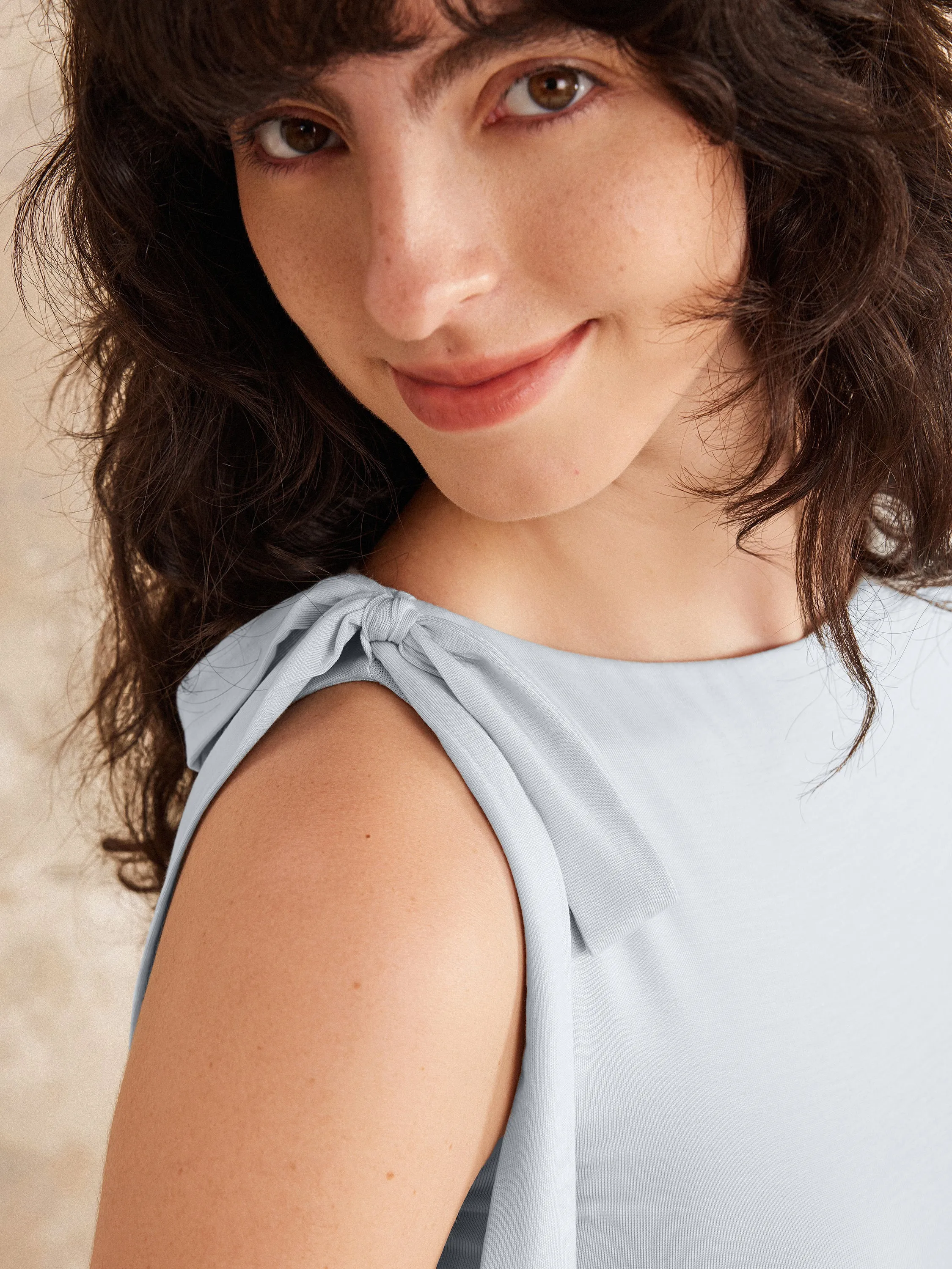 Golden Hour Tencel Silky Adjustable Bow-tie Midi Dress