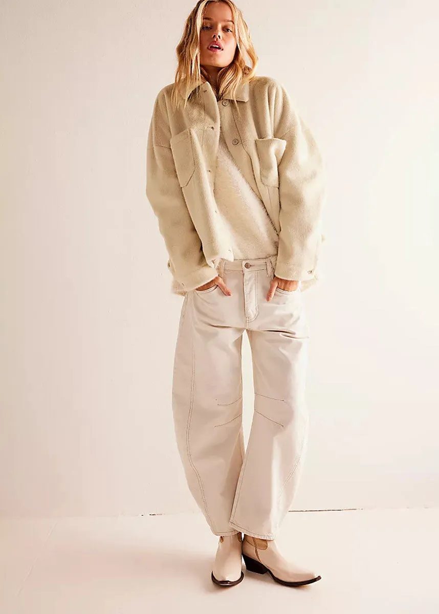 Good Luck Mid Rise Barrel Jeans - Milk