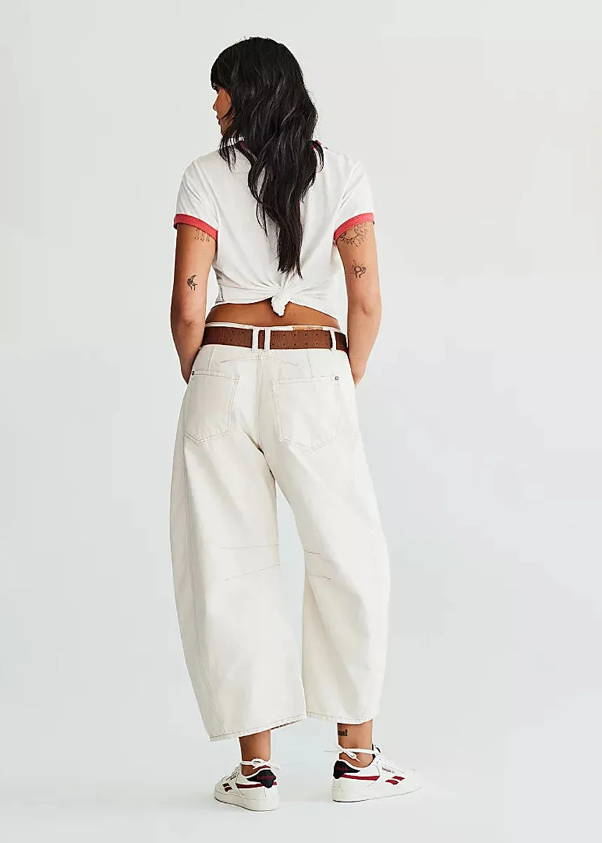 Good Luck Mid Rise Barrel Jeans - Milk