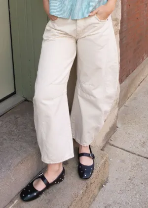 Good Luck Mid Rise Barrel Jeans - Milk